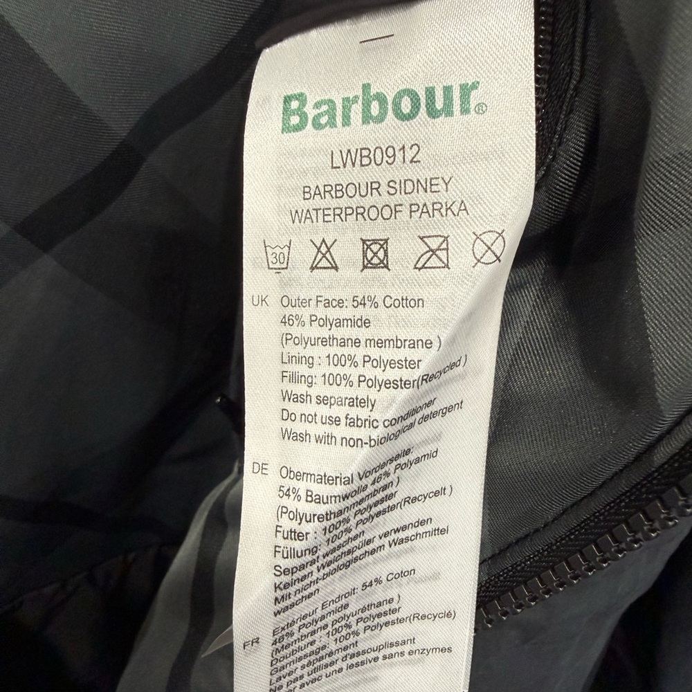 Barbour NEW Size US 8 Sidney Longline Waterproof Jacket Black - Picture 9 of 12